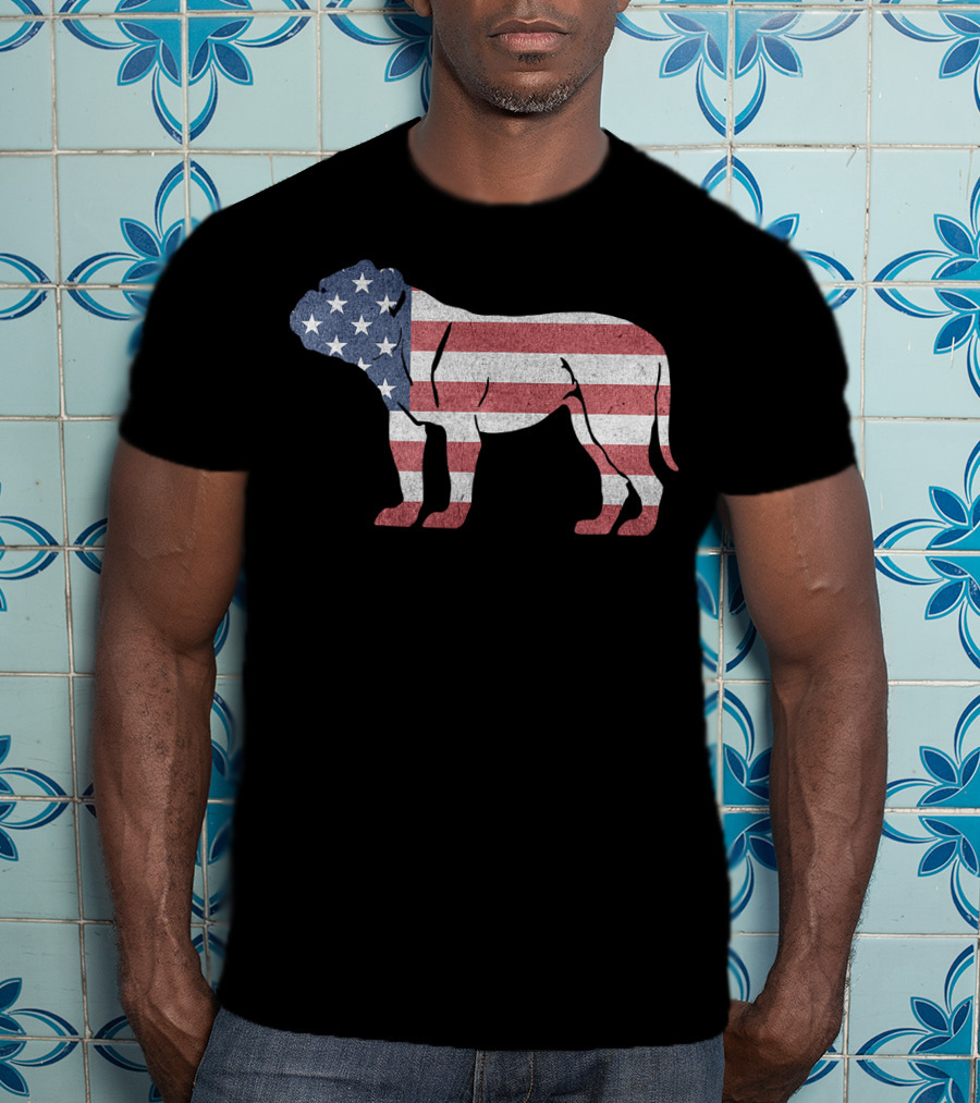 American Flag USA Bulldog Stylish Dog Animal T-Shirt