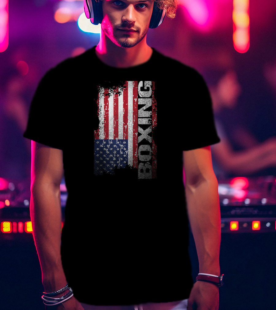 USA Flag Boxing Grunge T-Shirt