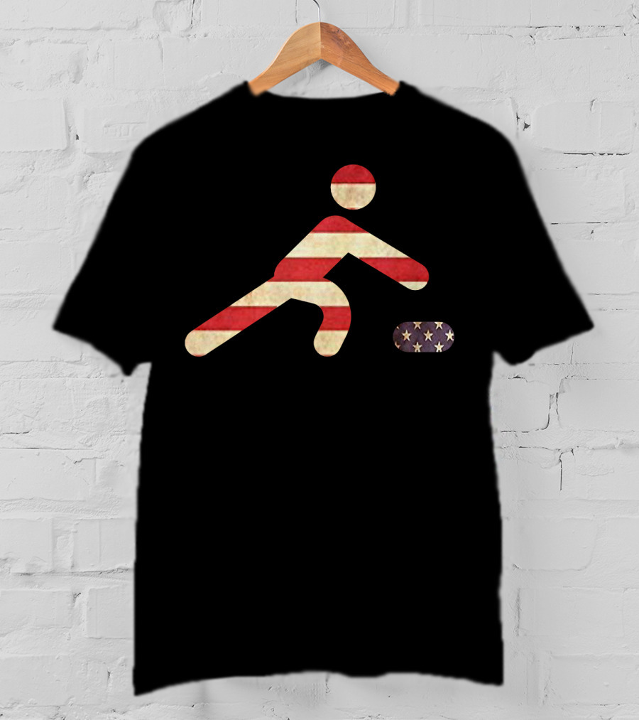 USA Funny Flag Curling American Fan Sports T-Shirt