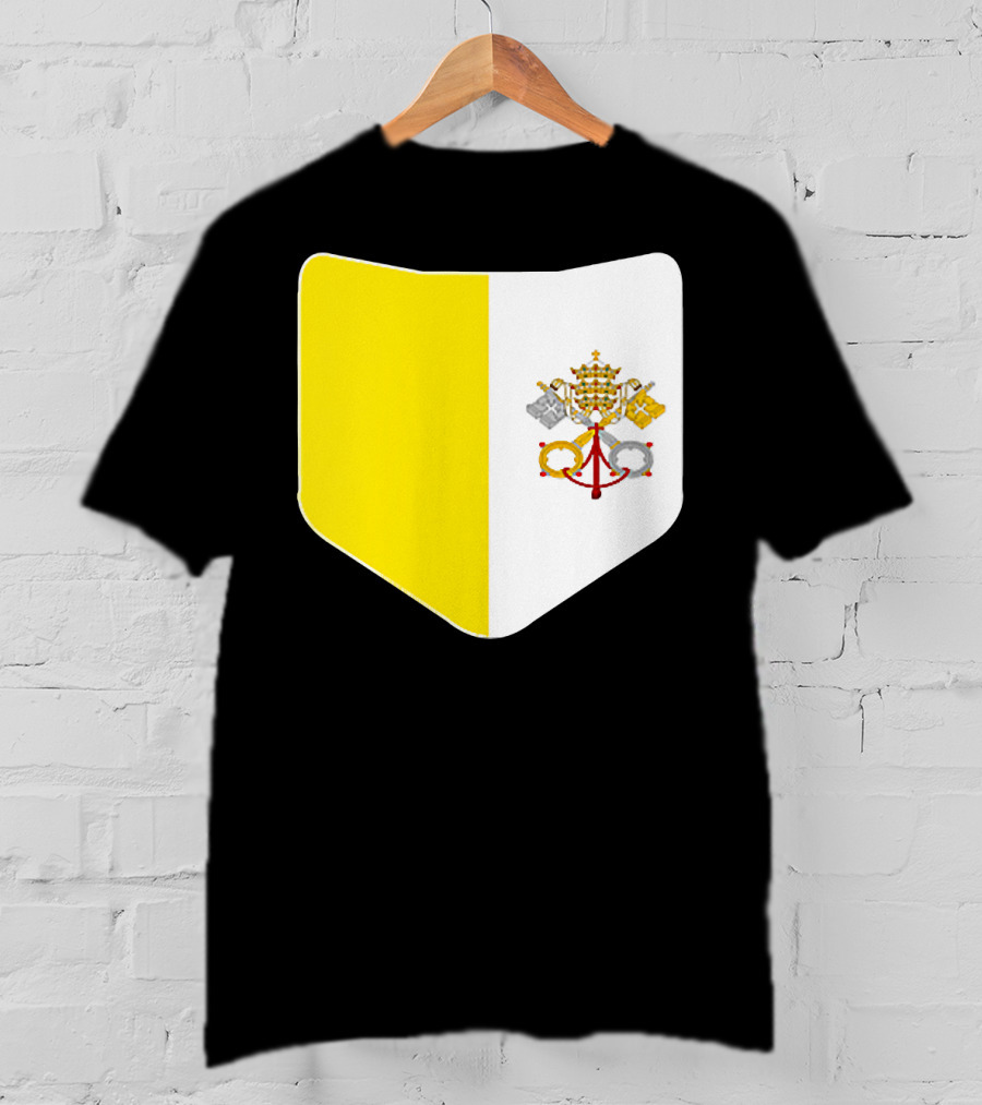 Vatican City Flag Pocket Style Emblem Design With Keys And Tiara T-Shirt