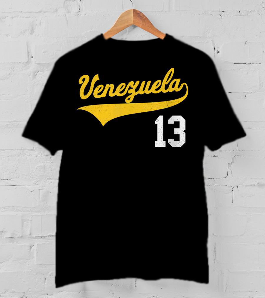 Venezuela Vintage Baseball Script Number 13 T-Shirt