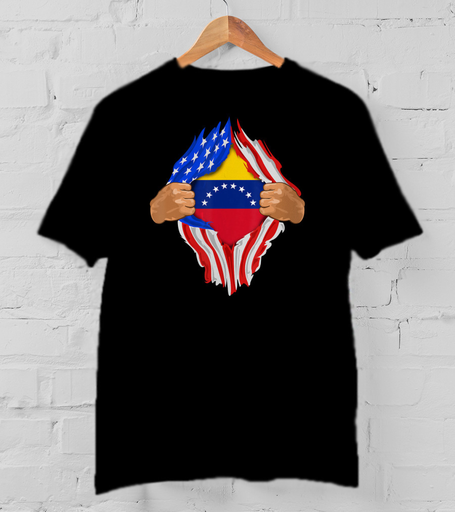 Venezuelan Blood Inside Me USA Venezuela Flag Fusion T-Shirt