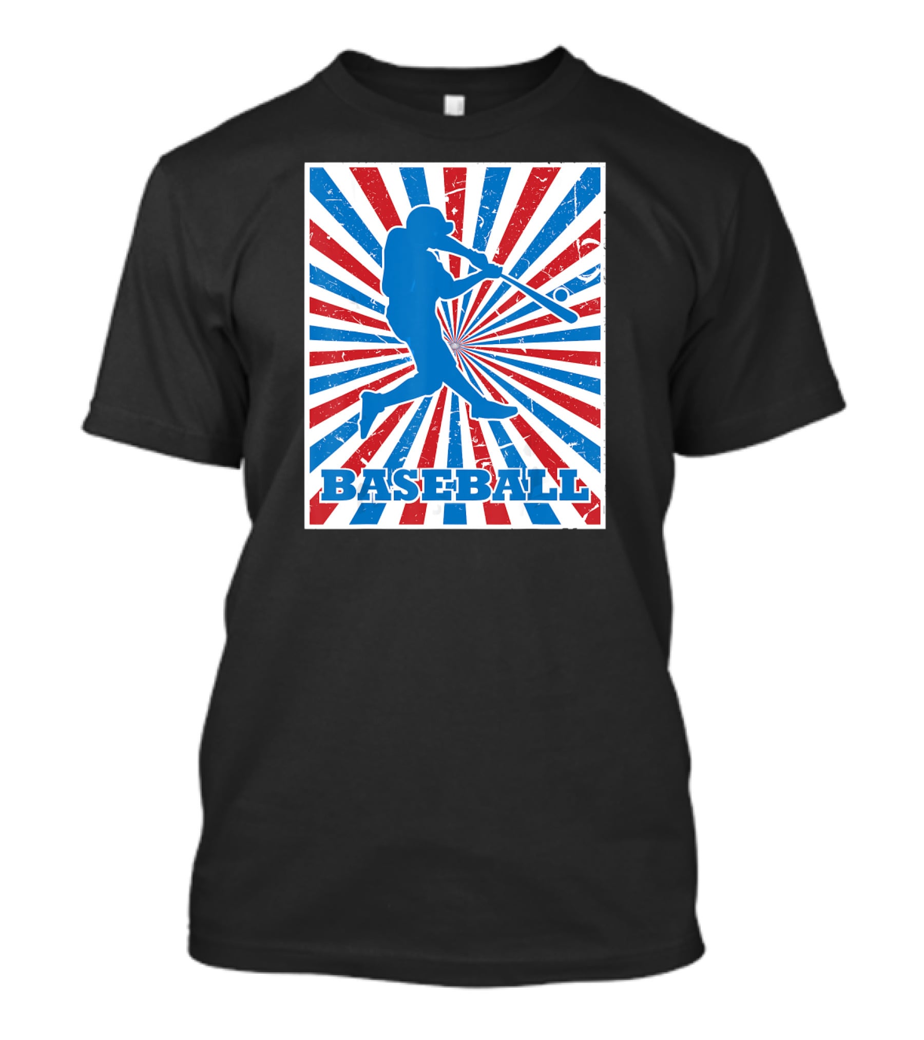 Vintage American Baseball Red White Blue Str Baseball Player T-Shirt