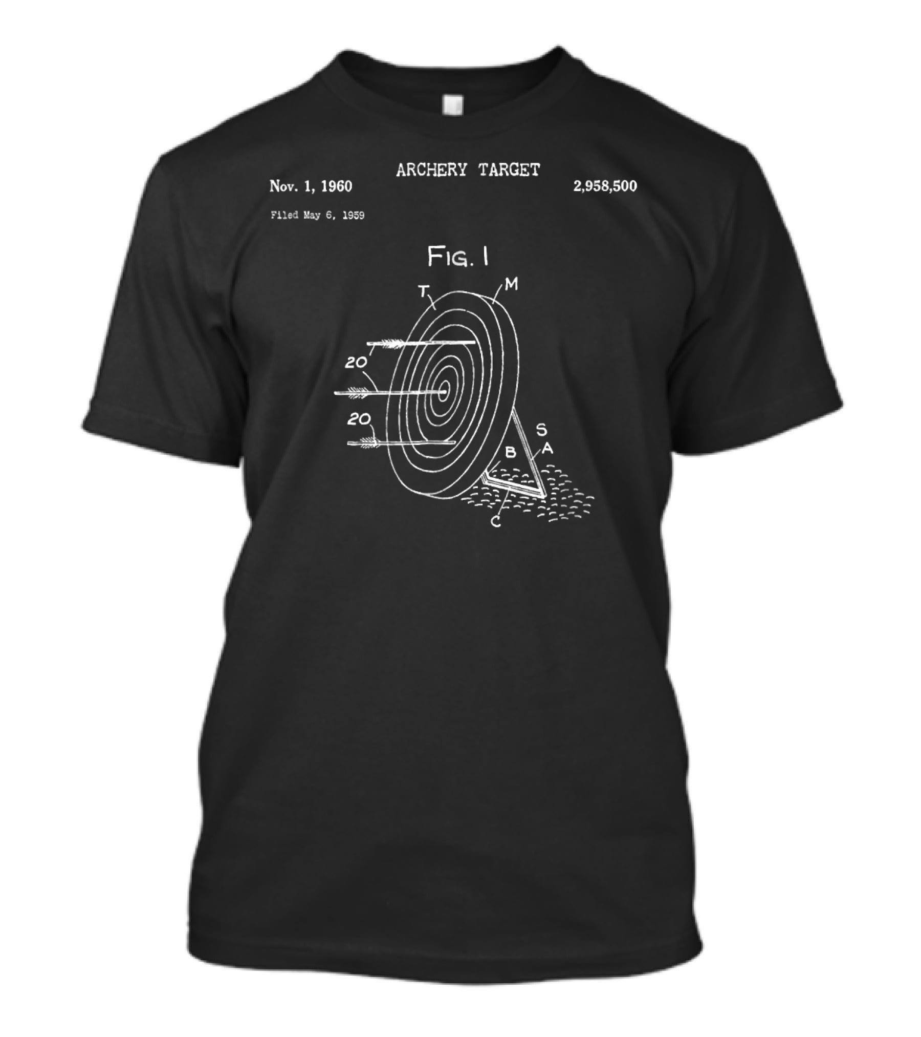 Vintage Archery Target Patent 1960 Long Bow Arr T-Shirt