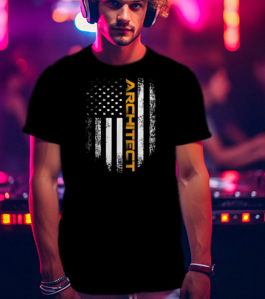 Vintage American USA Flag Architect T-Shirt