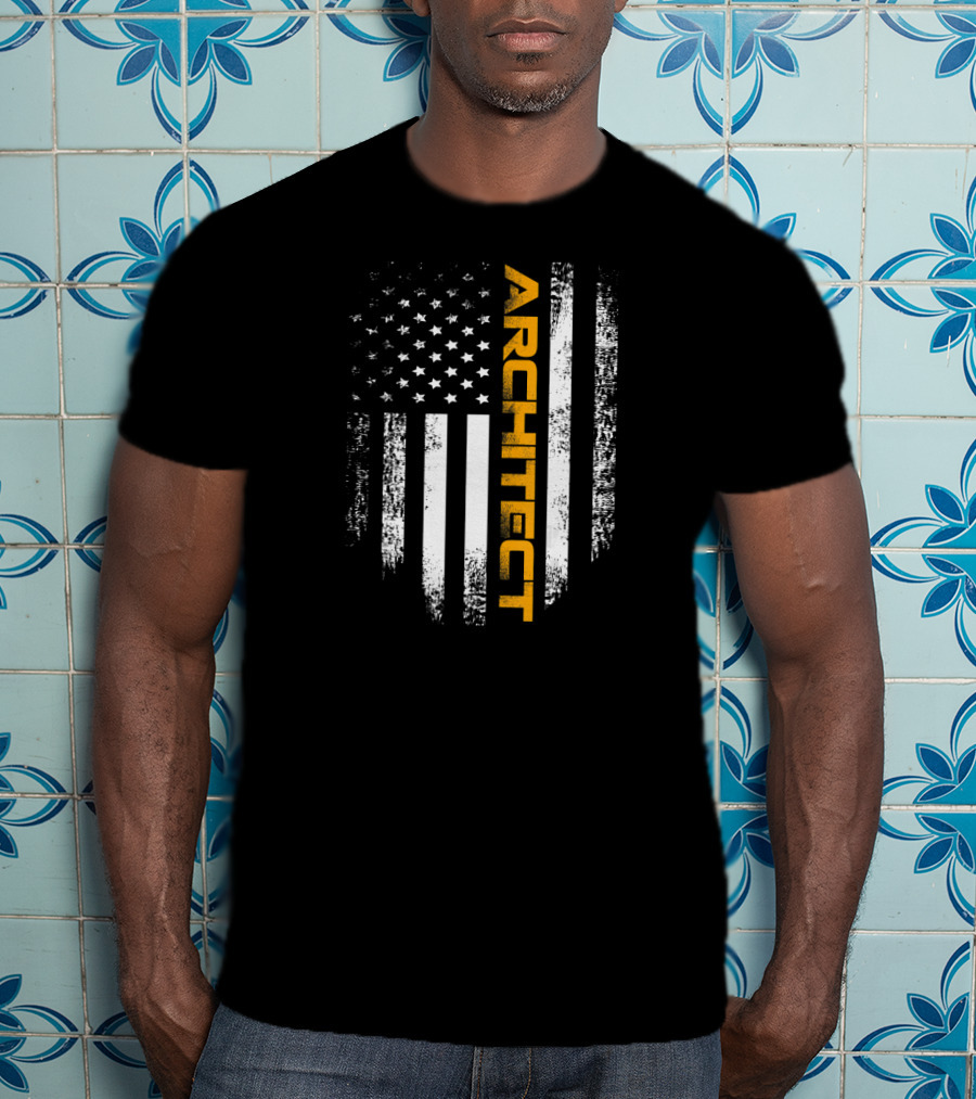 Vintage American USA Flag Architect T-Shirt
