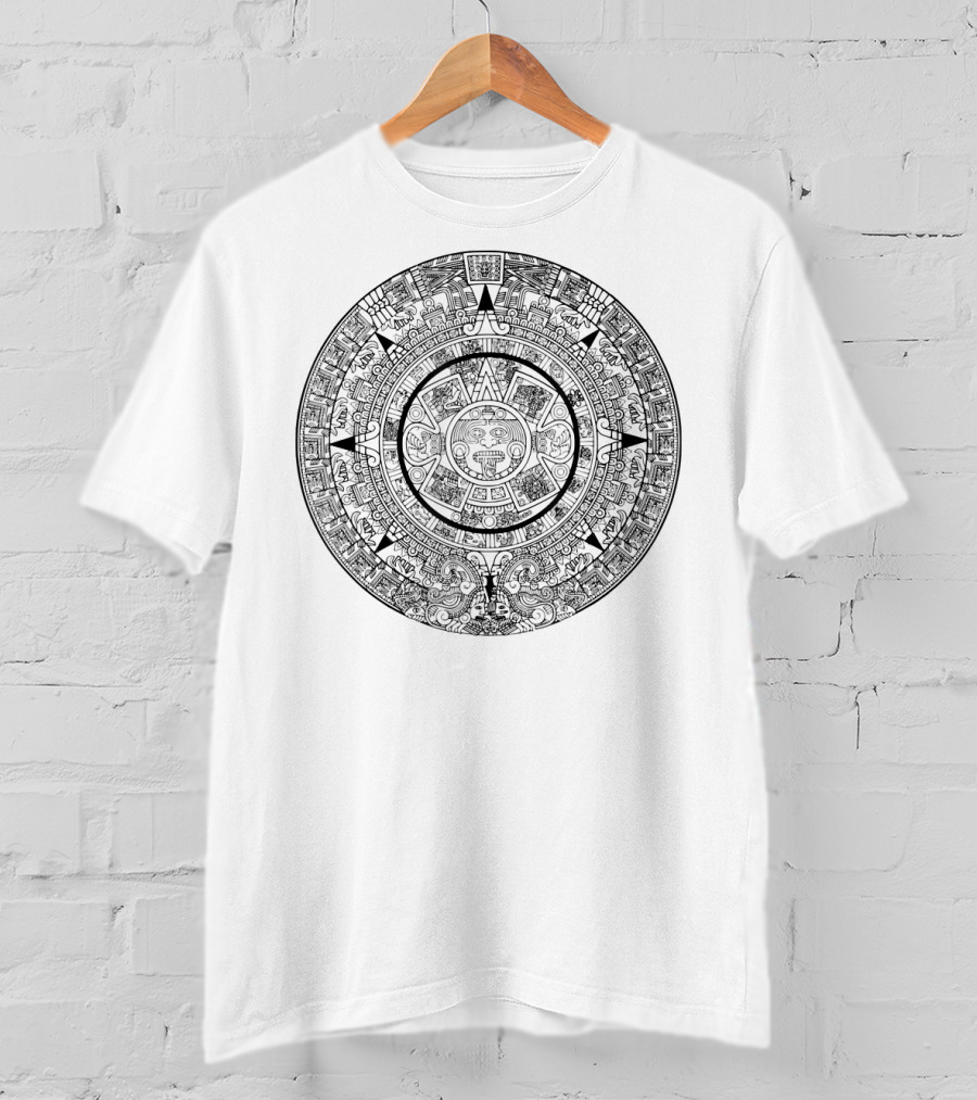 Vintage Aztec Calendar Archeology Circular Stone T-Shirt