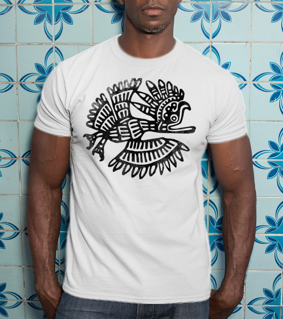 Vintage Aztec Drawing Bird Archeology T-Shirt