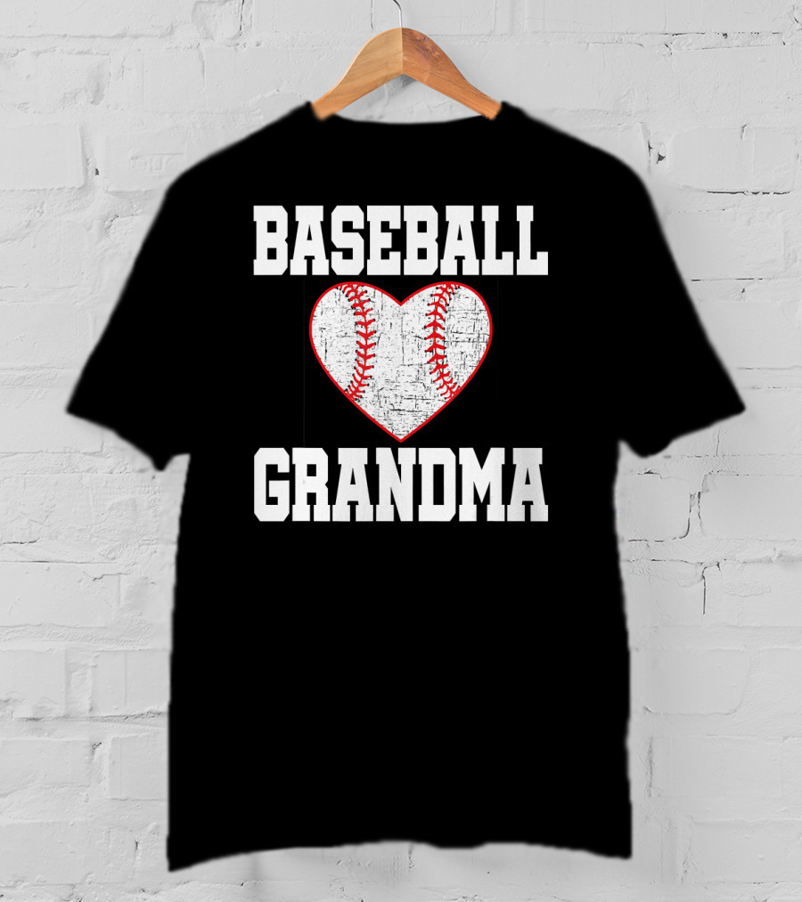 Baseball Grandma Vintage Heart T-Shirt