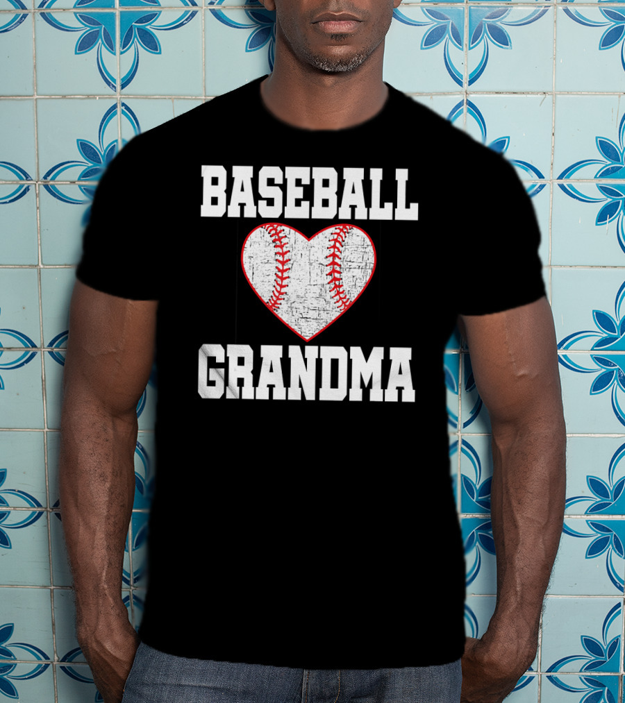 Baseball Grandma Vintage Heart T-Shirt