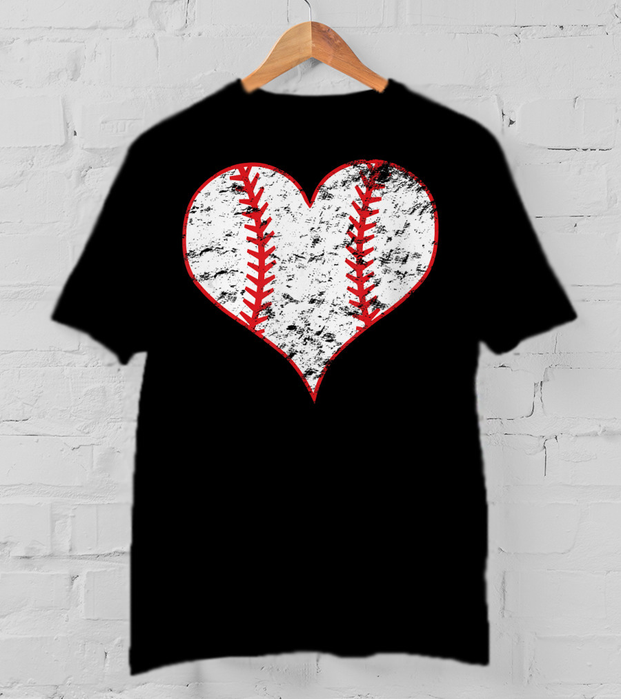 Vintage Heart Shaped Baseball Love T-Shirt