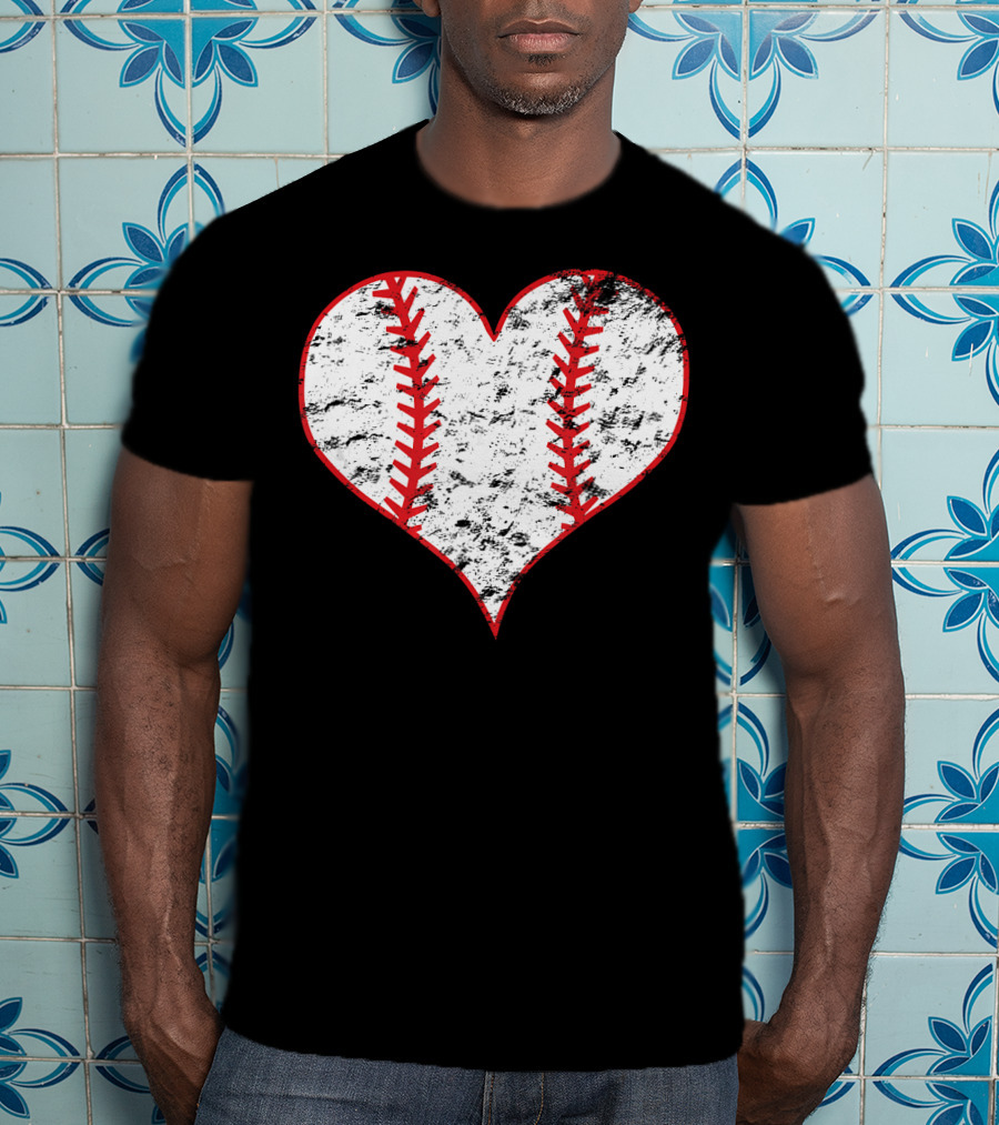 Vintage Heart Shaped Baseball Love T-Shirt