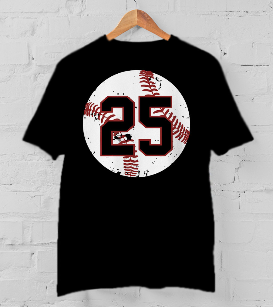 Vintage Baseball Number 25 Circle Pattern Cool Sof T-Shirt