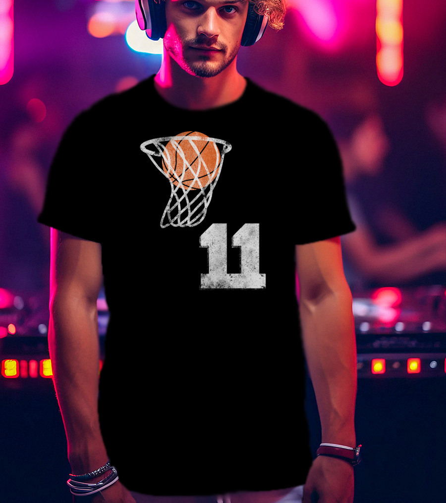 Basketball Hoop Swish Number 11 T-Shirt