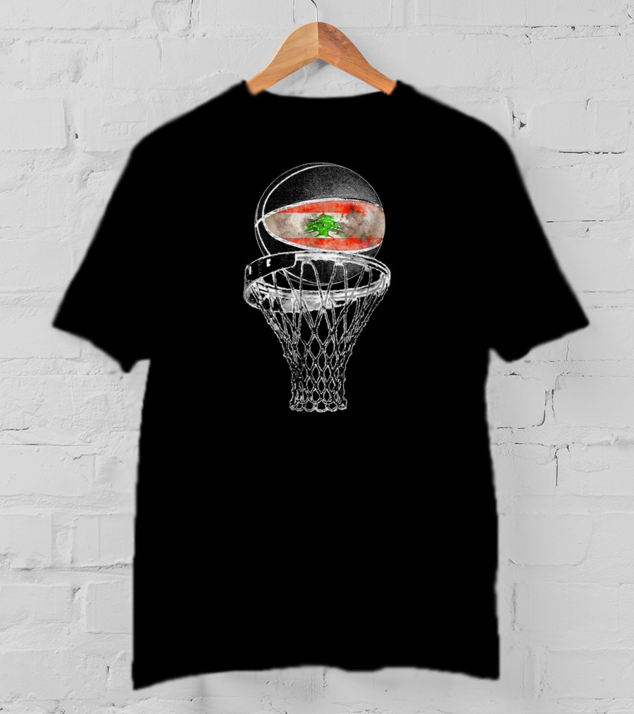 Vintage Lebanon Flag Basketball Net T-Shirt