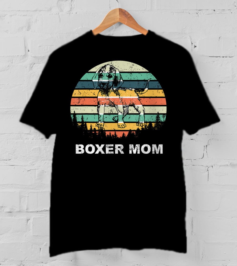 Boxer Mom Vintage Sunset Stripes T-Shirt