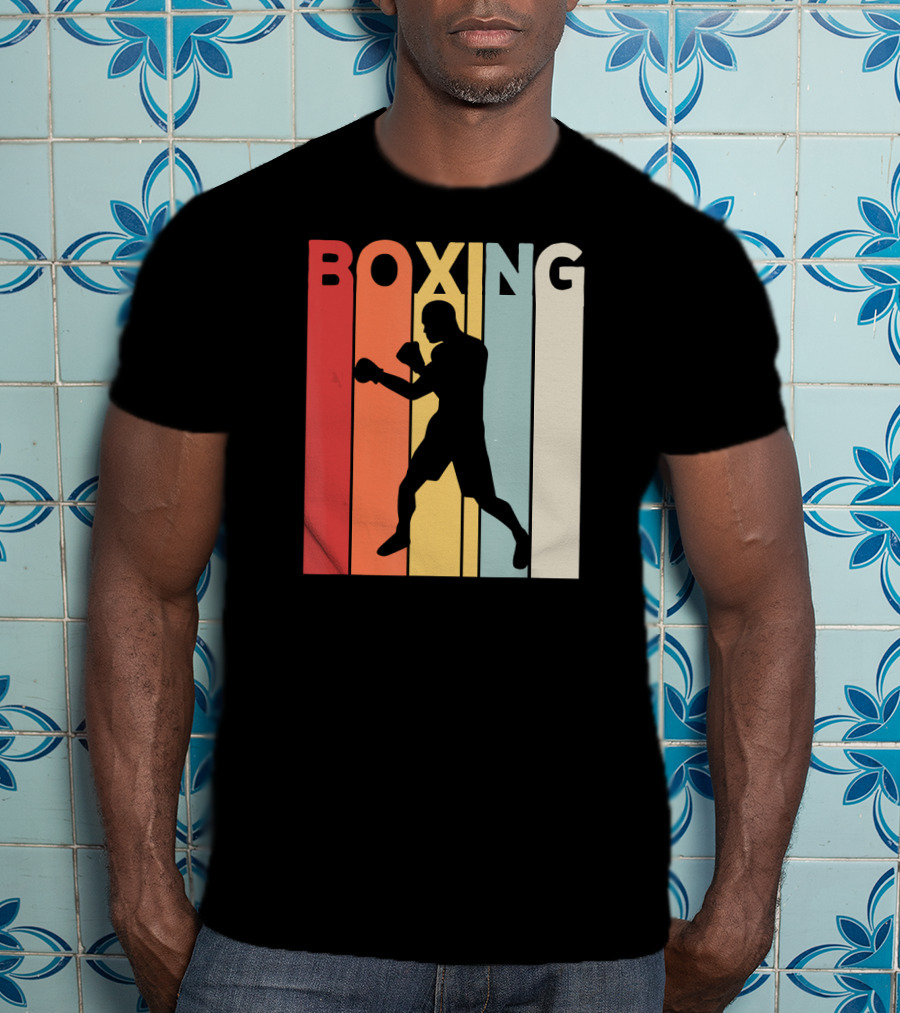 Vintage Boxing Boxer Silhouette Retro Sport Fight T-Shirt