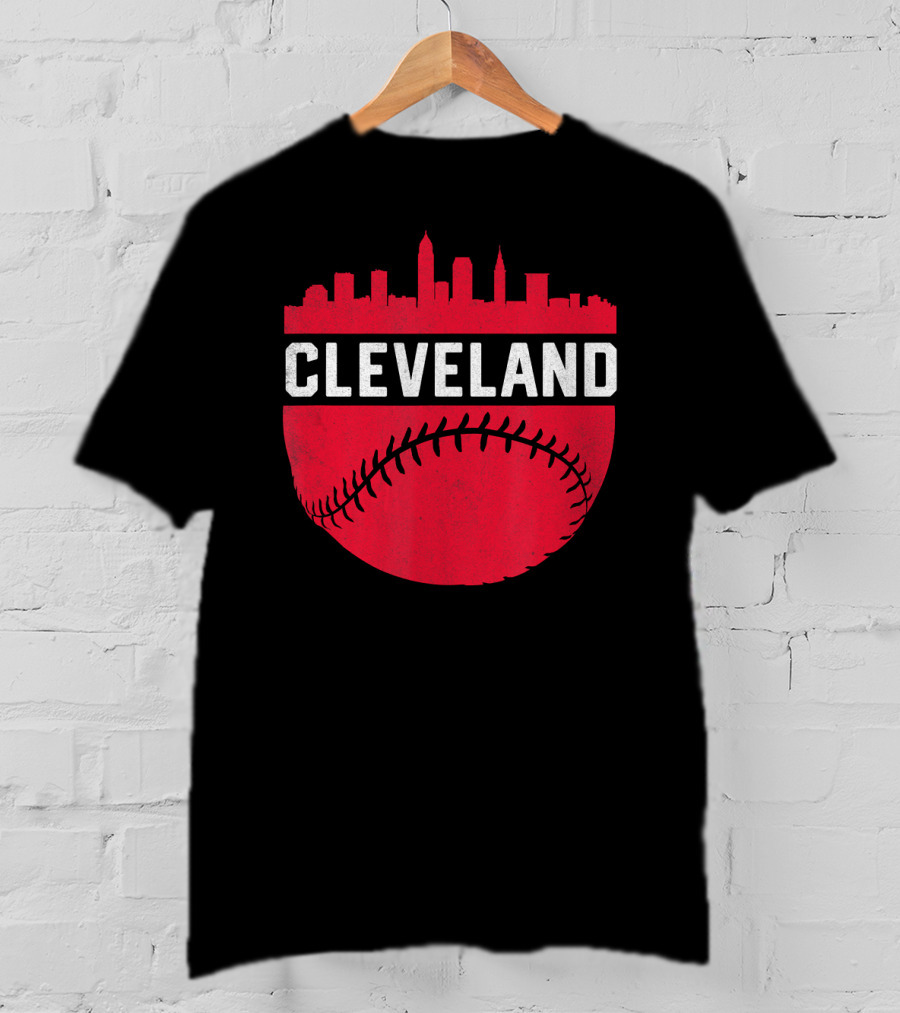 Cleveland Ohio Vintage Skyline Baseball T-Shirt