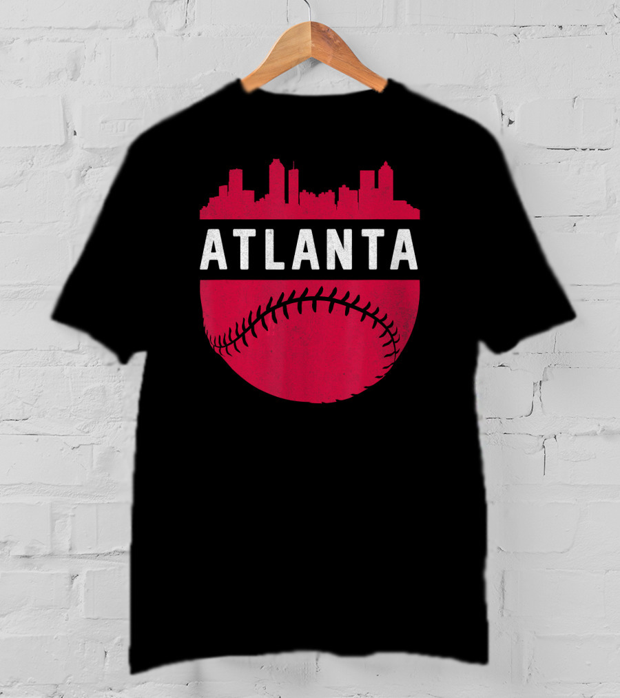 Atlanta Georgia Skyline Baseball Vintage T-Shirt