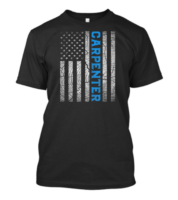 Best Dad Ever Carpenter Vintage Flag Woodwork Father T-Shirt