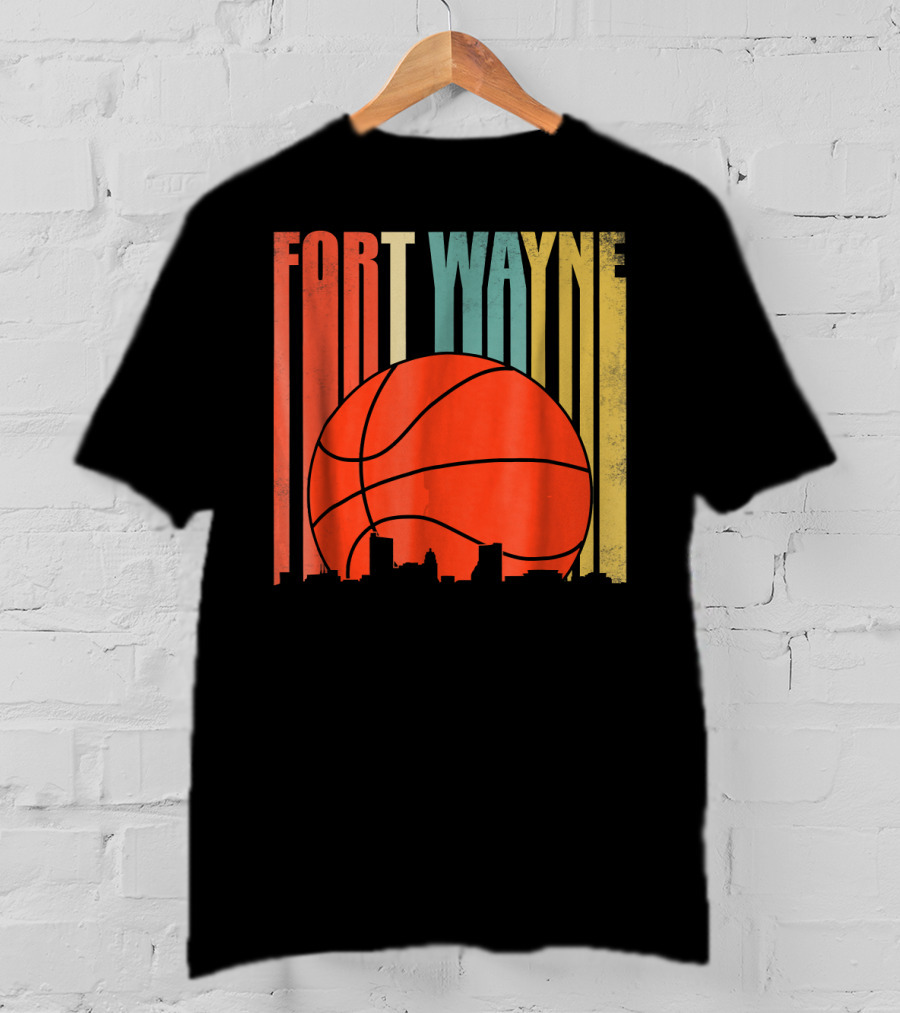 Fort Wayne Indiana Vintage Basketball Skyline Retro T-Shirt