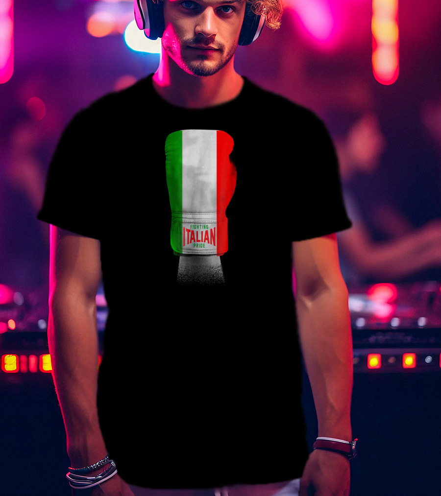 Vintage Italian Flag Boxing Gloves Fighting Italian Pride T-Shirt