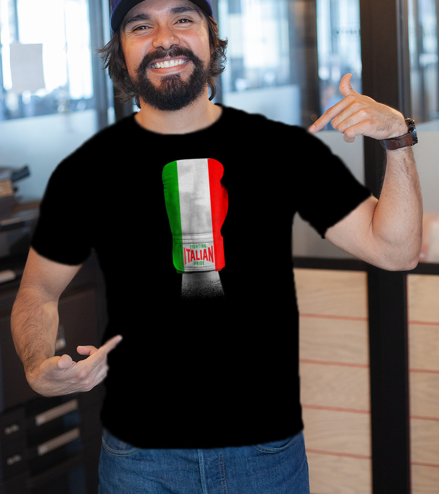 Vintage Italian Flag Boxing Gloves Fighting Italian Pride T-Shirt