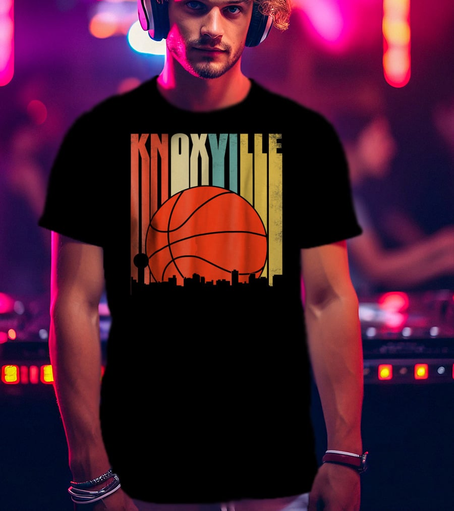 Knoxville Basketball Vintage Tennessee Skyline Sunset T-Shirt