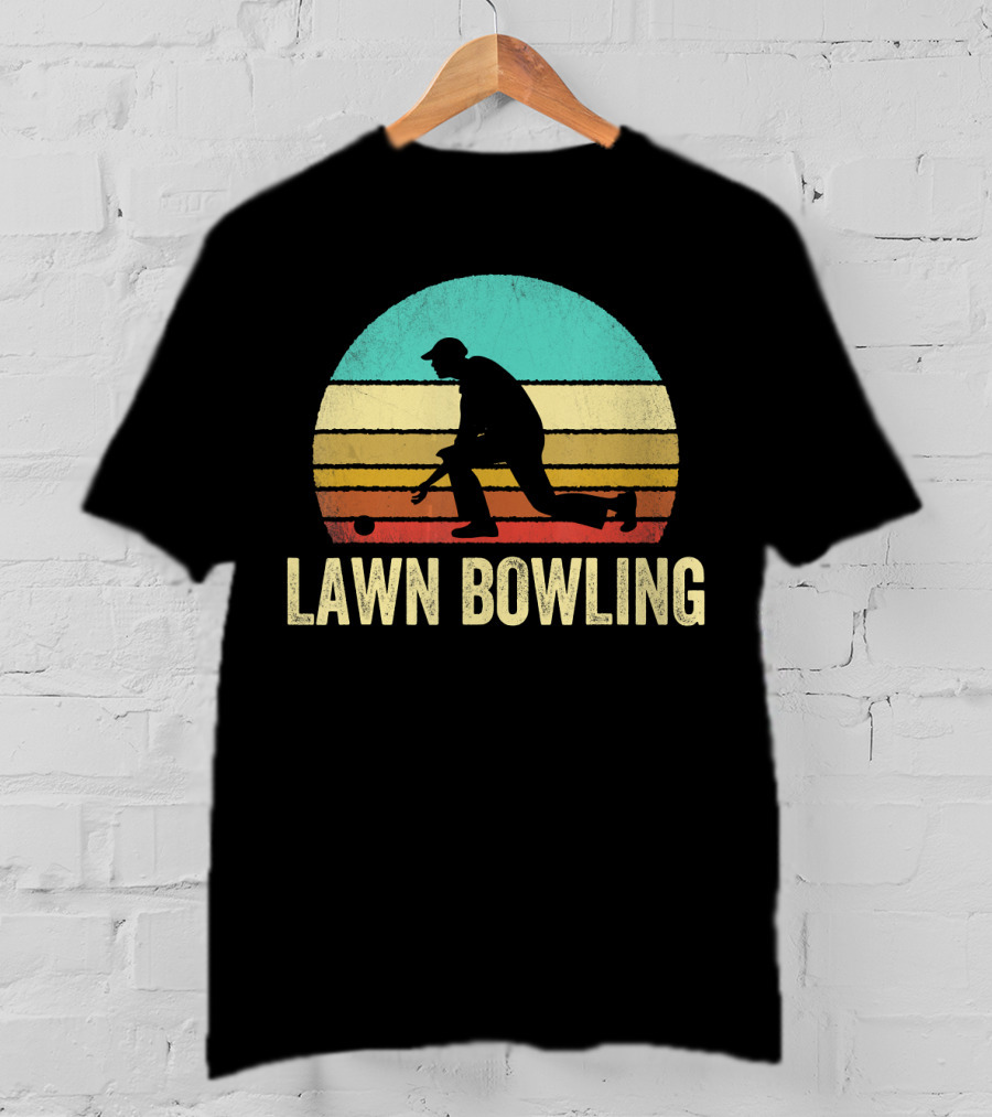 Vintage Lawn Bowling Silhouette At Sunset T-Shirt