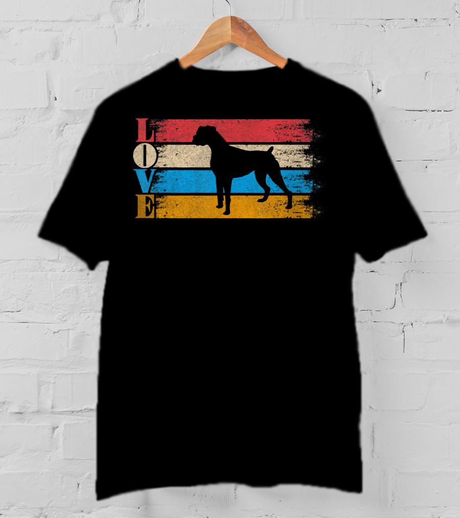 Love Boxer Dog Vintage Stripes T-Shirt