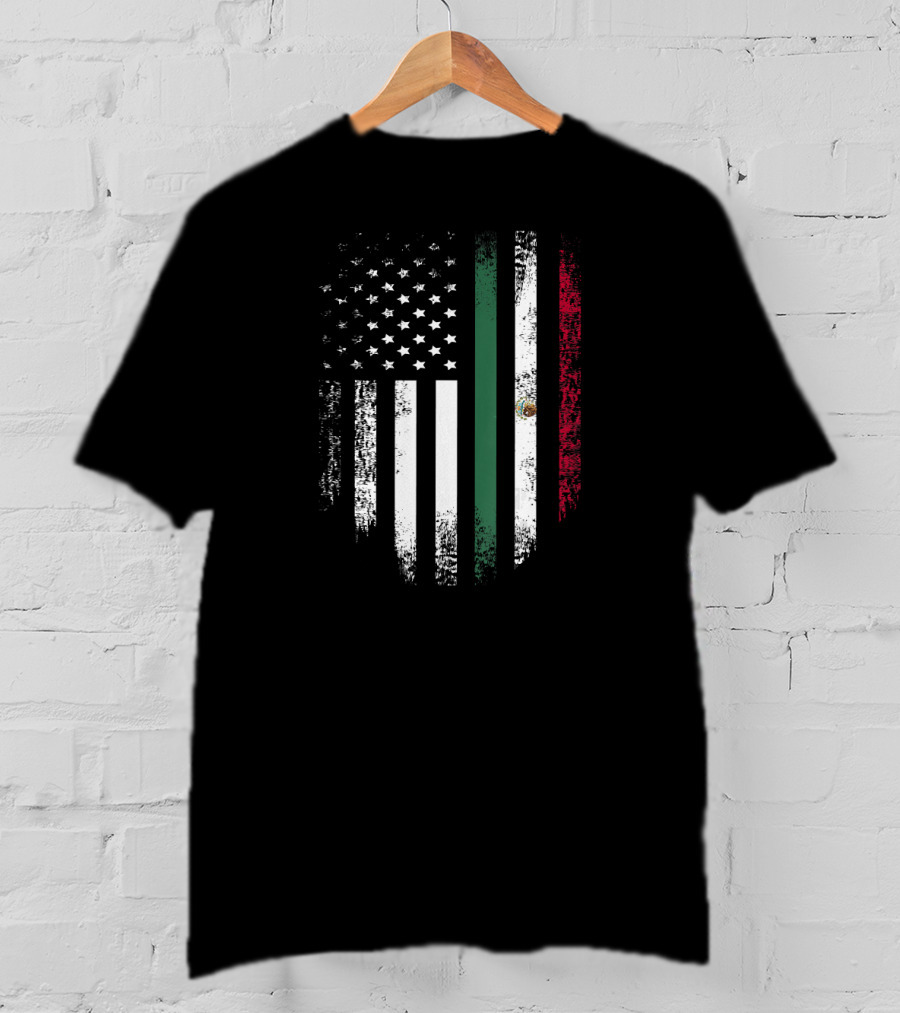 Vintage Mexican Roots American Grown Mex Flag Fusion T-Shirt