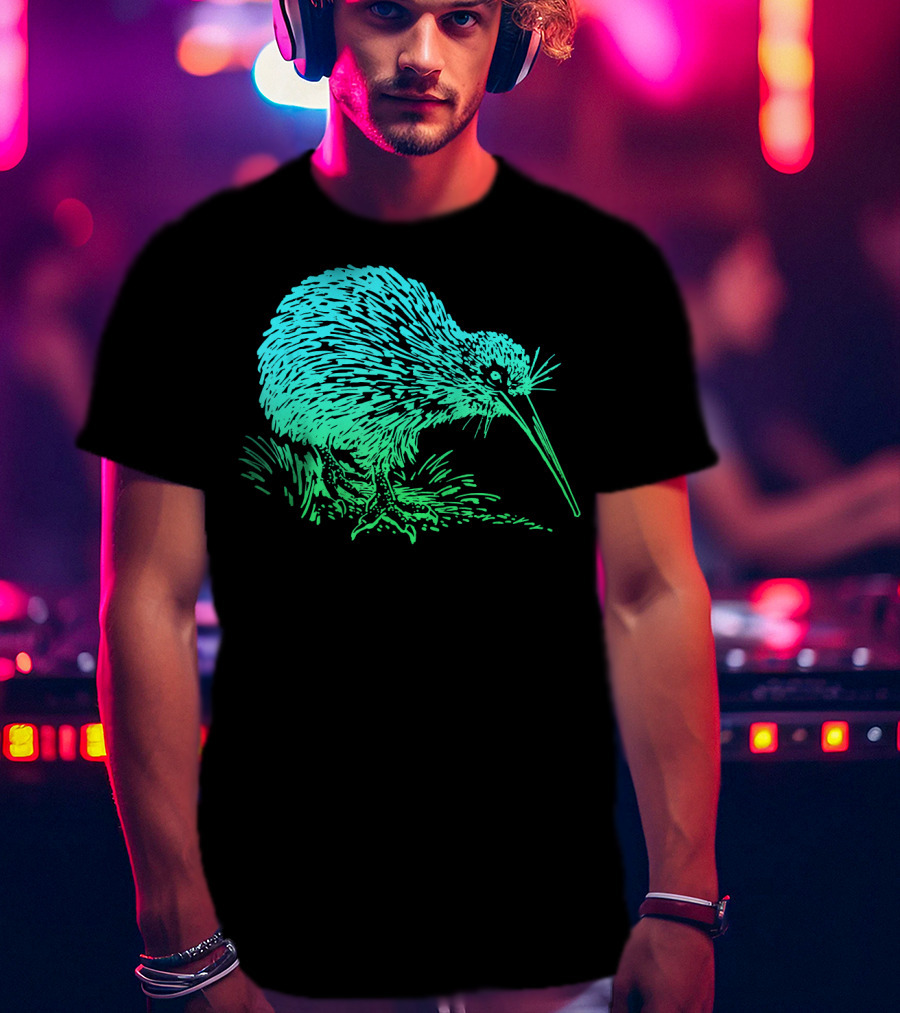 Vintage Neon Kiwi Bird Awesome Retro T-Shirt
