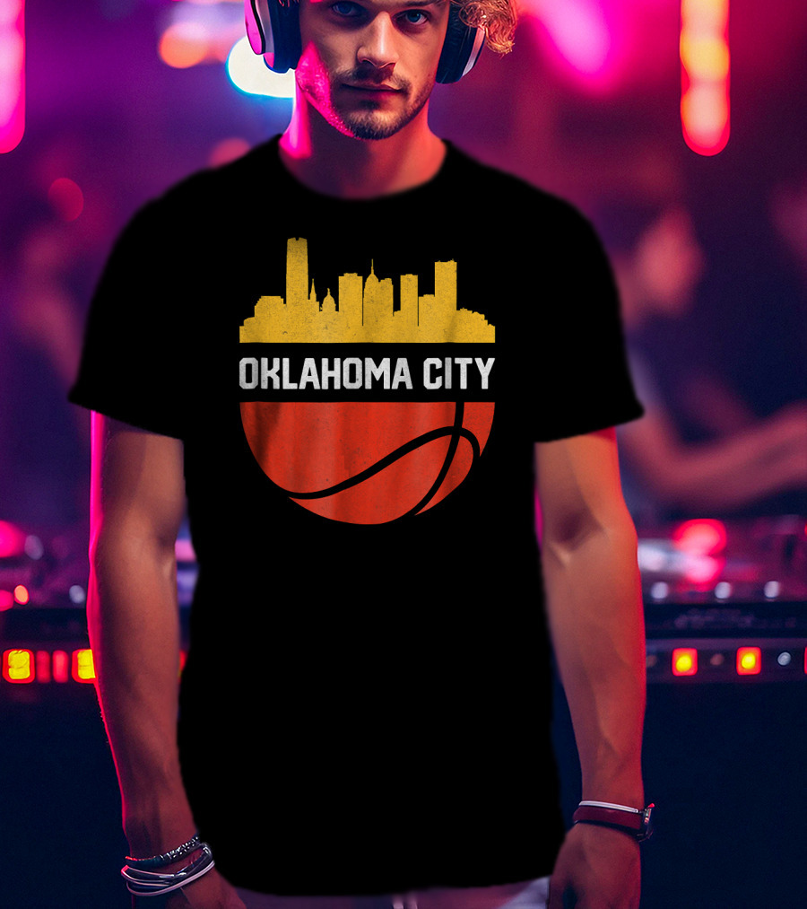 Oklahoma City Basketball Skyline Vintage T-Shirt