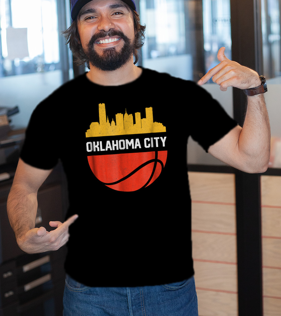Oklahoma City Basketball Skyline Vintage T-Shirt