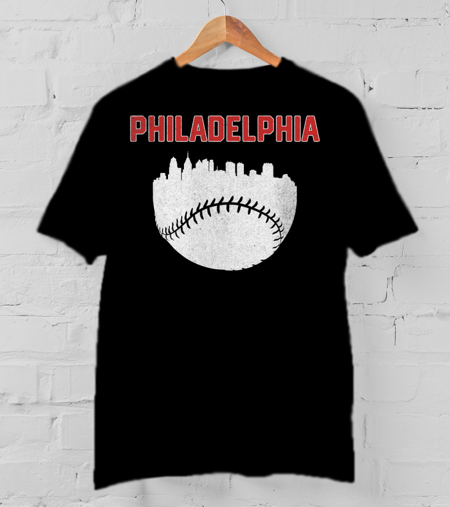 Philadelphia Cityscape Baseball T-Shirt