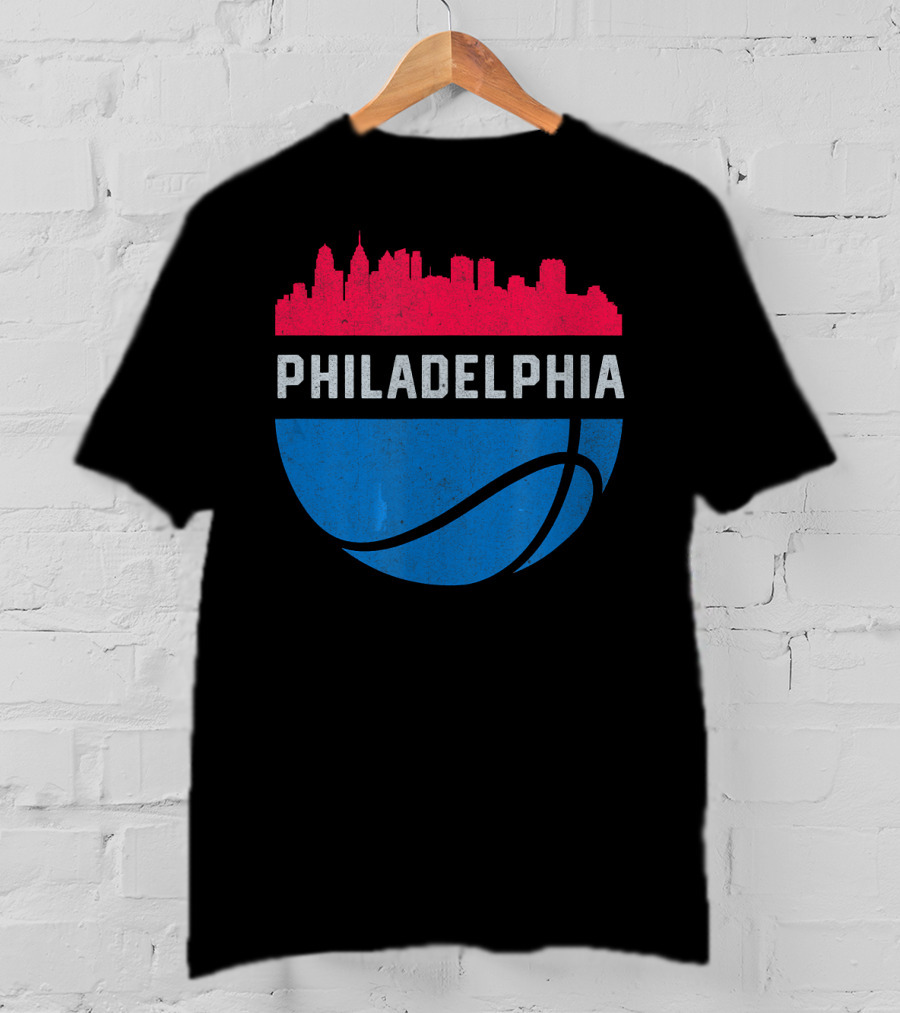 Philadelphia Cityscape Basketball T-Shirt