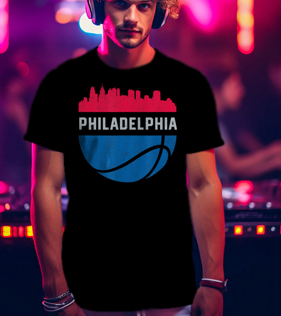 Philadelphia Cityscape Basketball T-Shirt