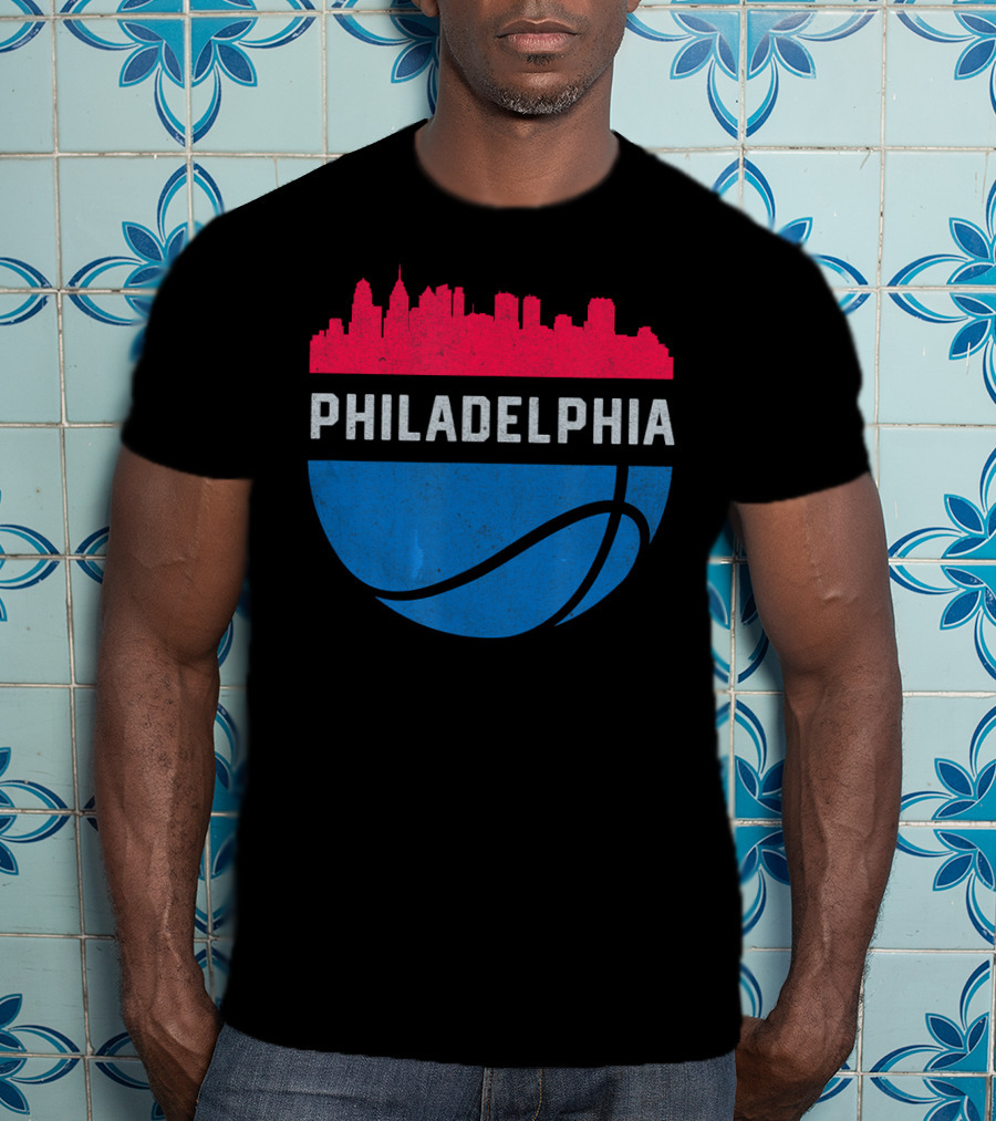Philadelphia Cityscape Basketball T-Shirt