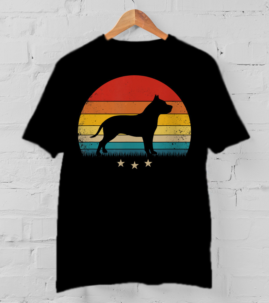Vintage Pitbull Sunset With Stars T-Shirt
