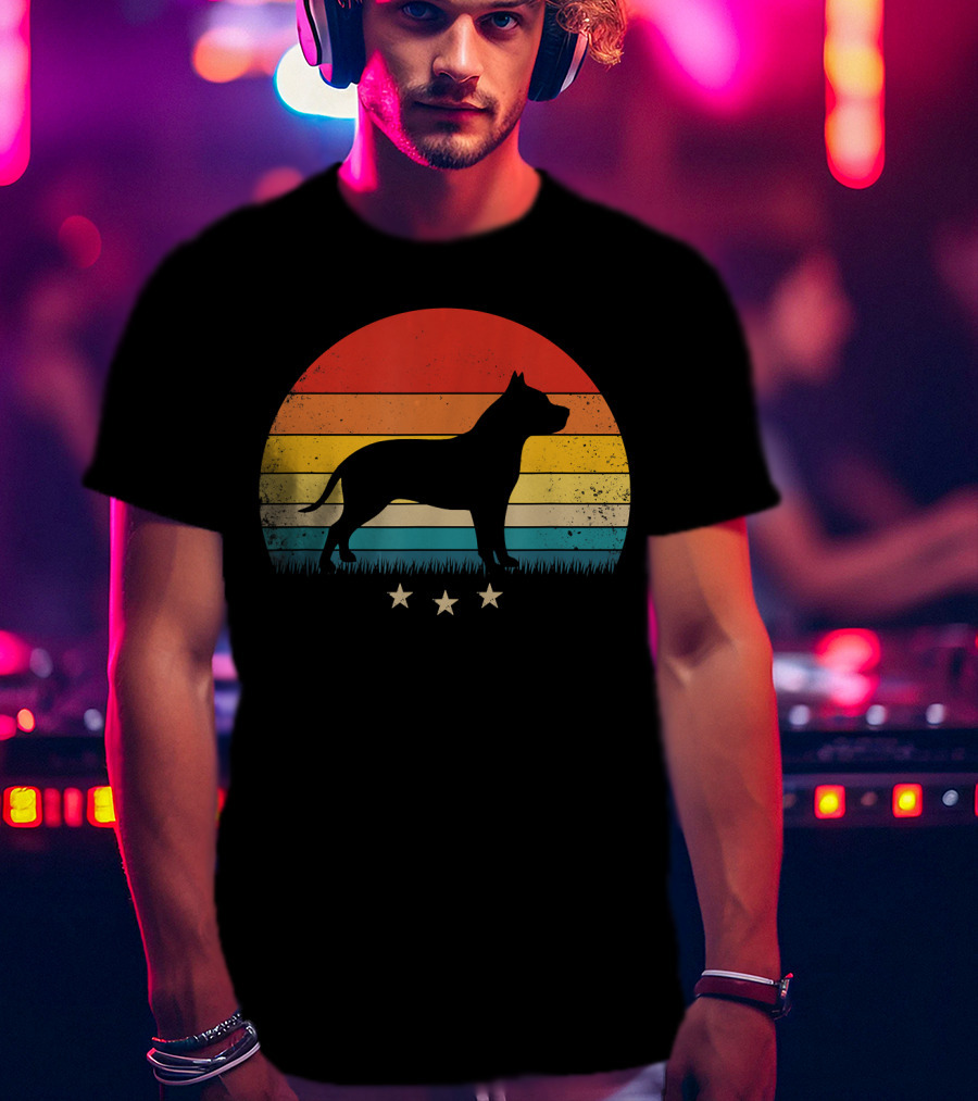 Vintage Pitbull Sunset With Stars T-Shirt