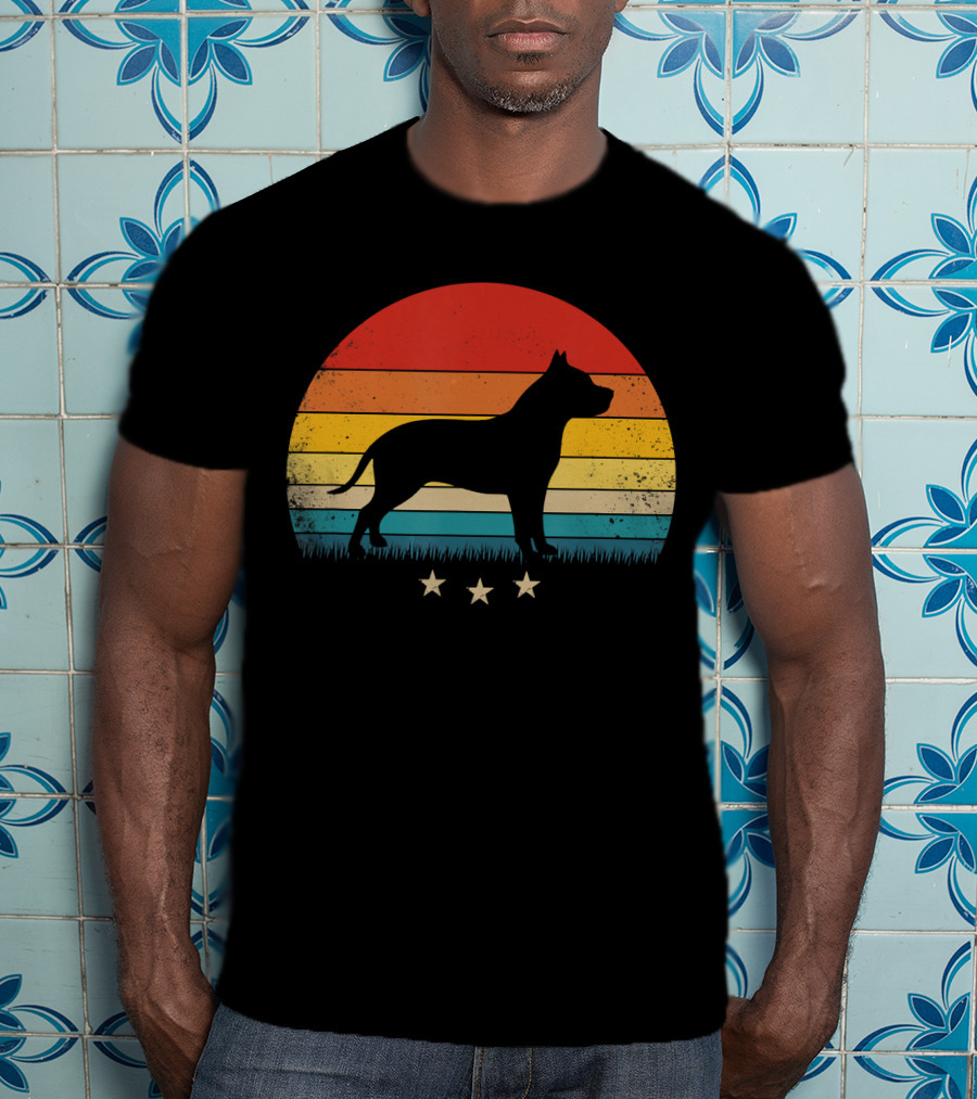 Vintage Pitbull Sunset With Stars T-Shirt