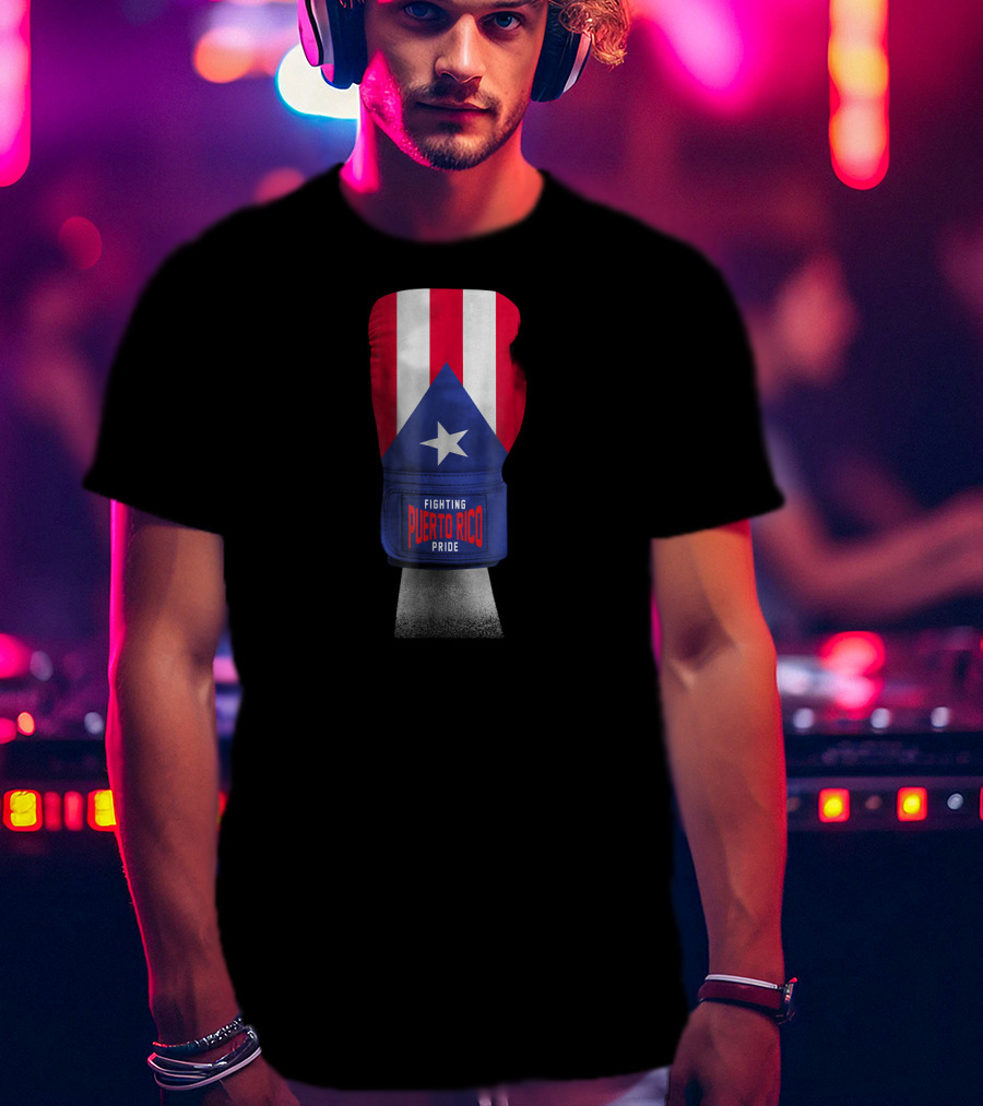 Fighting Puerto Rico Pride Vintage Flag Boxing Gloves T-Shirt