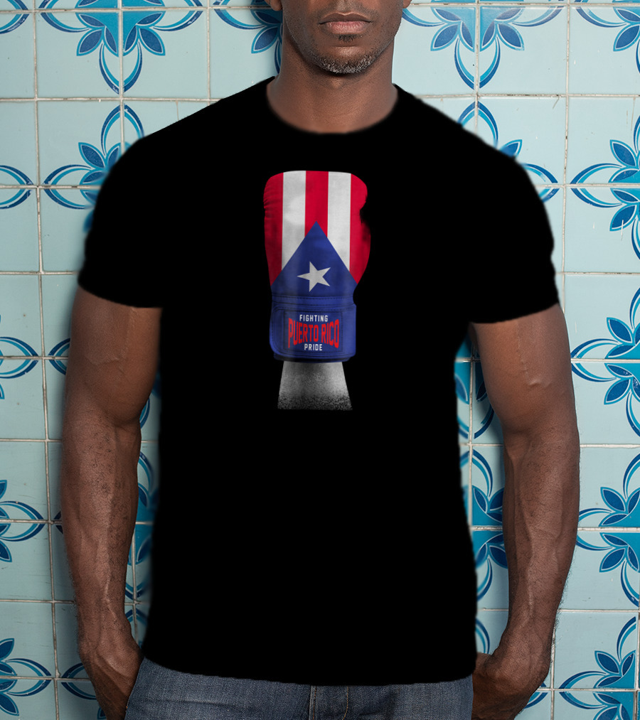 Fighting Puerto Rico Pride Vintage Flag Boxing Gloves T-Shirt
