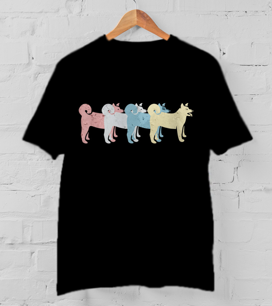 Vintage Akita Inu Funny Dogs Lover Colorful T-Shirt
