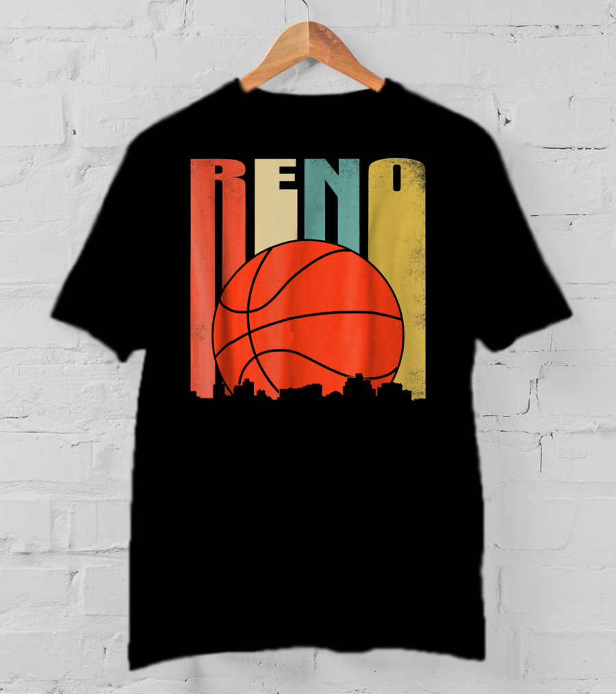 Reno Nevada Retro Basketball Skyline T-Shirt