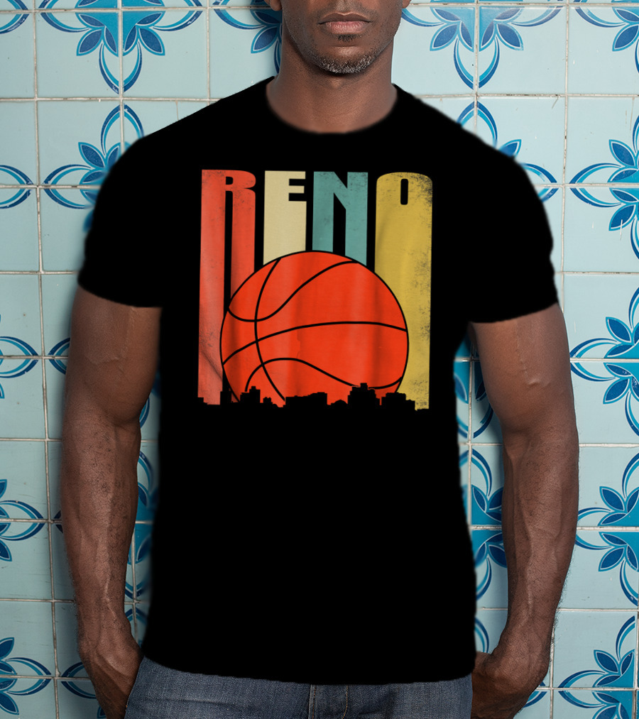 Reno Nevada Retro Basketball Skyline T-Shirt