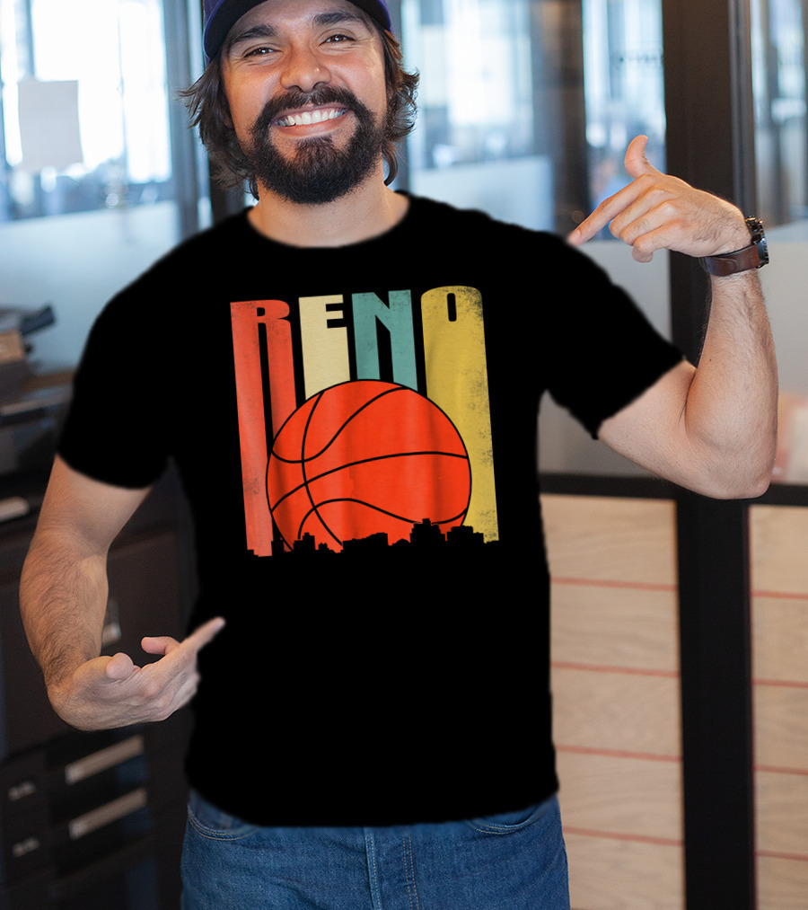 Reno Nevada Retro Basketball Skyline T-Shirt