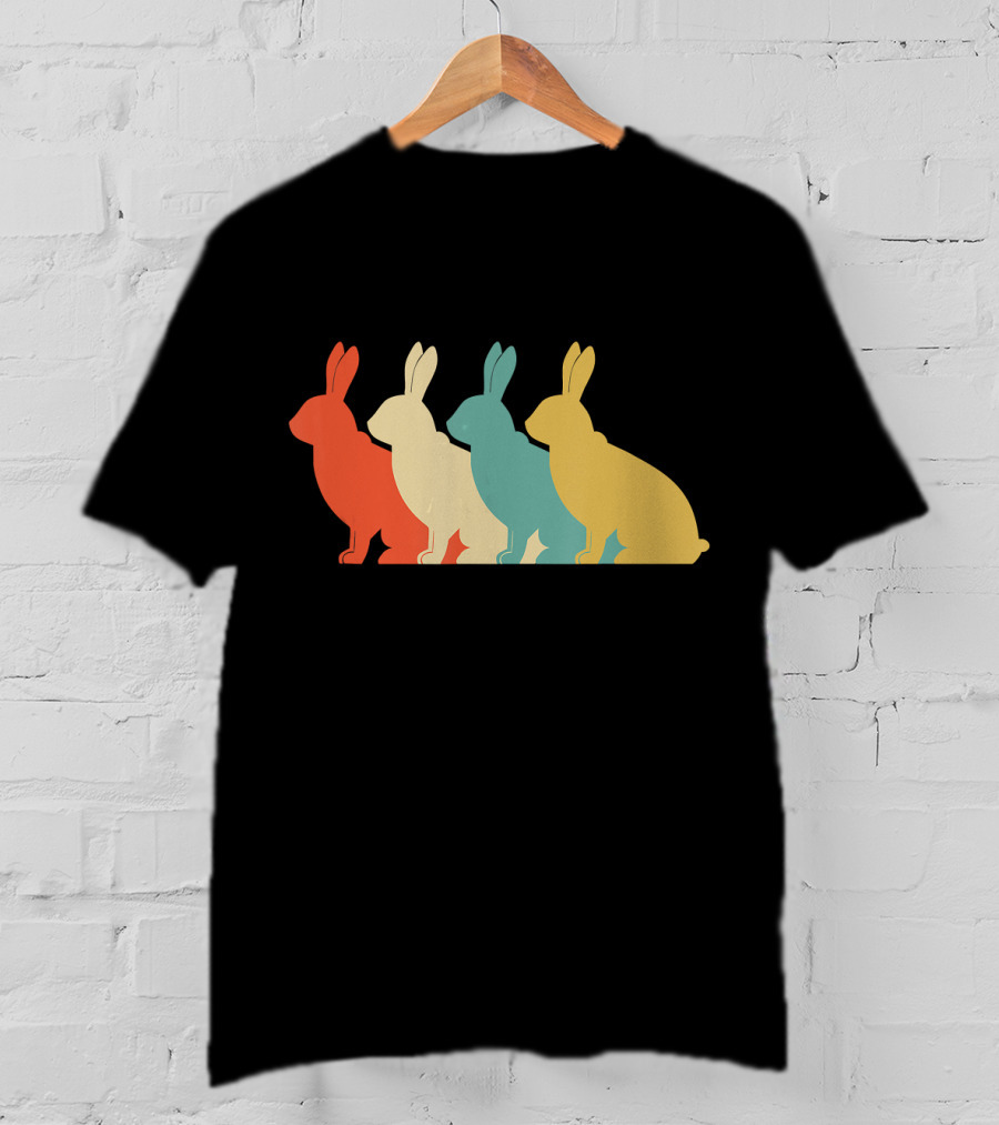 Vintage Art Bunny Rabbit Lover Whispere Four Colorful T-Shirt