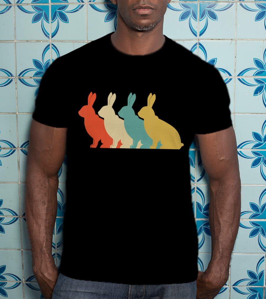 Vintage Art Bunny Rabbit Lover Whispere Four Colorful T-Shirt