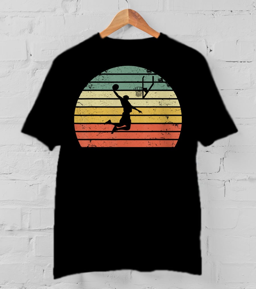 Vintage Basketball Dunk Sunset Retro T-Shirt
